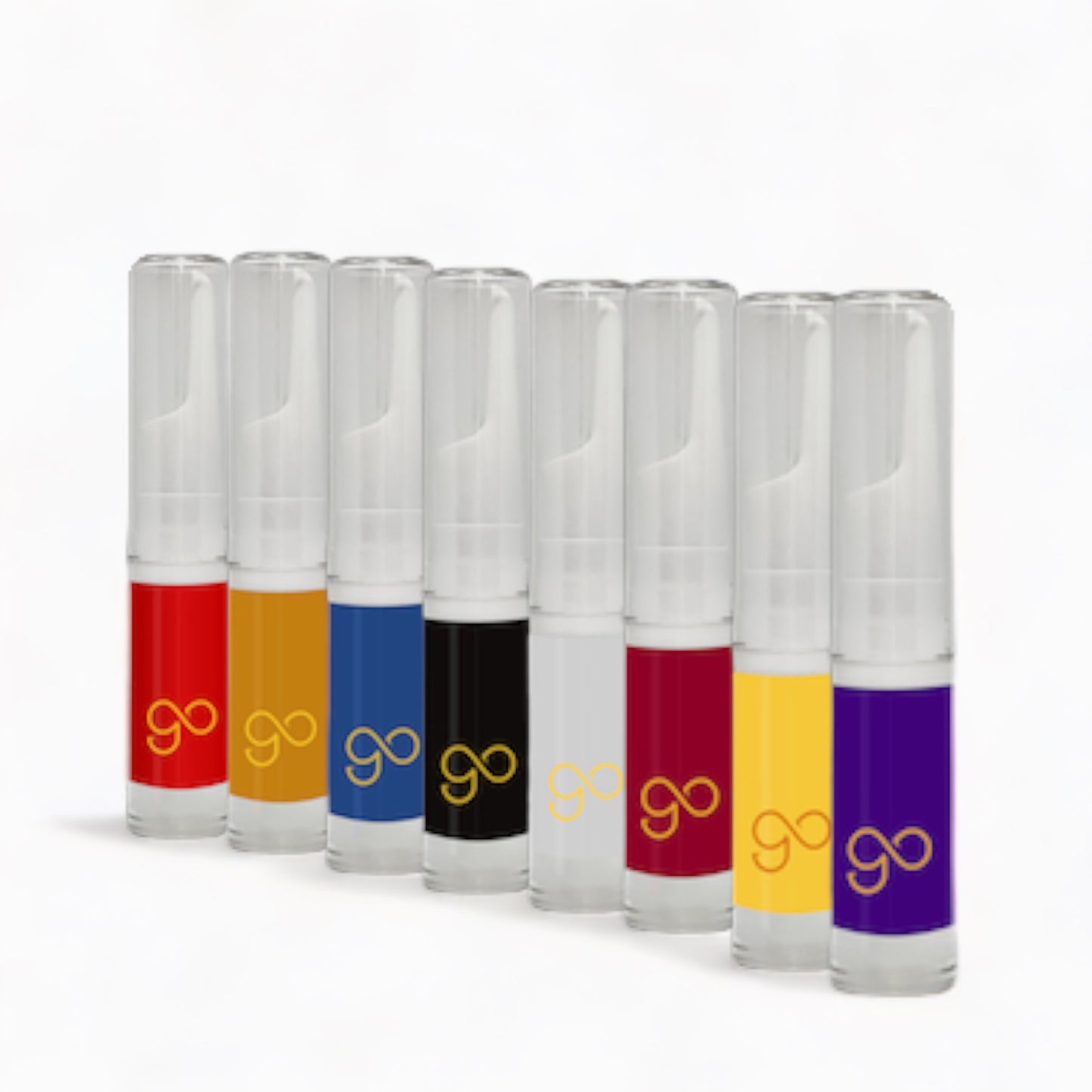 A collection of LIPSKIT bullet refills for lipstick makers, displaying various colors including red-warm, red-cool, blue, purple, yellow-warm, yellow-cool, black, blue and white.